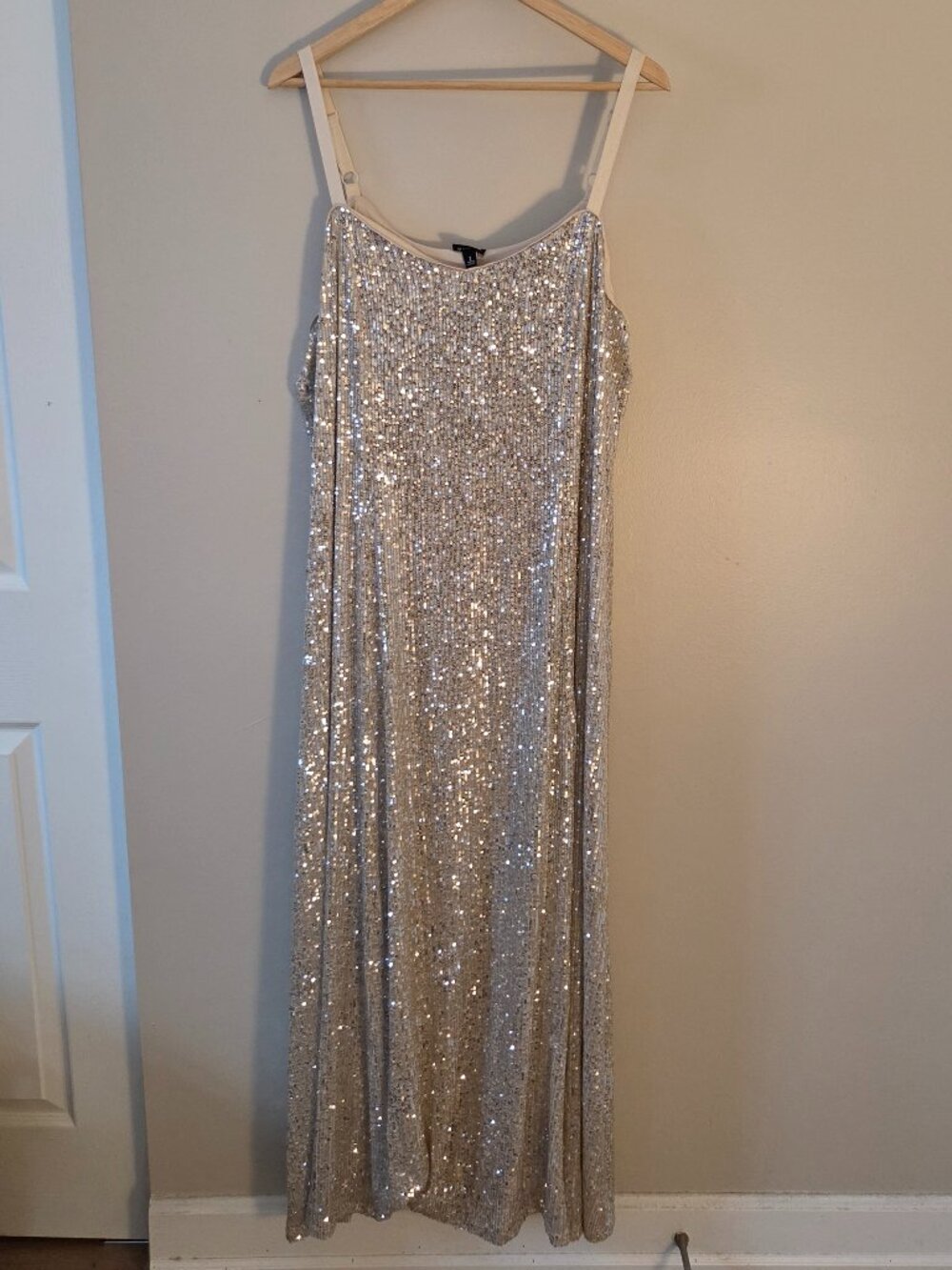 Torrid - V-Neck Sequin Slip Maxi Dress - Champagne - 2x (NWT)